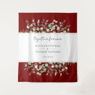 Burgundy Eucalyptus Wedding Together Forever Tapestry