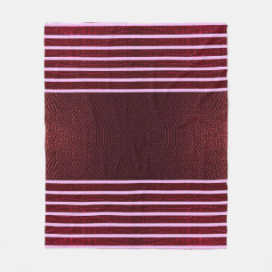 Burgundy Exotic Faux Snake Leather Linear Stripe Fleece Blanket