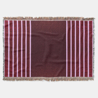 Burgundy Exotic Faux Snake Leather Linear Stripe Throw Blanket