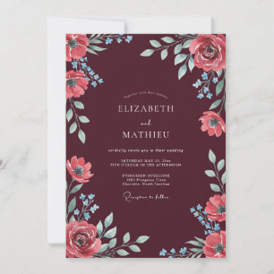 Burgundy Exquisite Winter Wedding Invitation