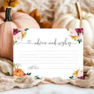 Burgundy fall advice and wishes bridal shower card
