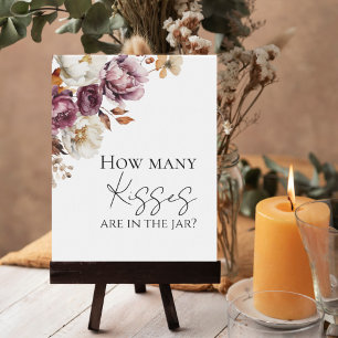 Burgundy Fall Bridal Shower How Many Kisses Sign