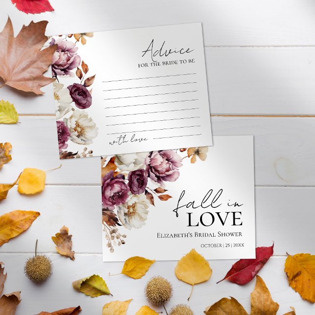 Burgundy Fall Floral Bridal Shower Advice Cards (Creator Uploaded)