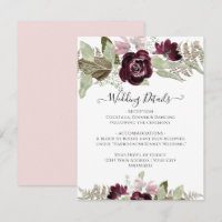Burgundy Fall Floral Elegant Blush Wedding Details
