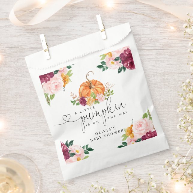 Burgundy fall floral little pumpkin favour bags (Clipped)