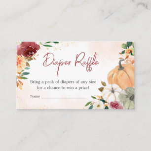 Burgundy Fall Floral Pumpkin Diaper Raffle Enclosure Card