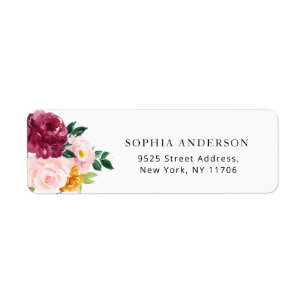 Burgundy fall floral return address