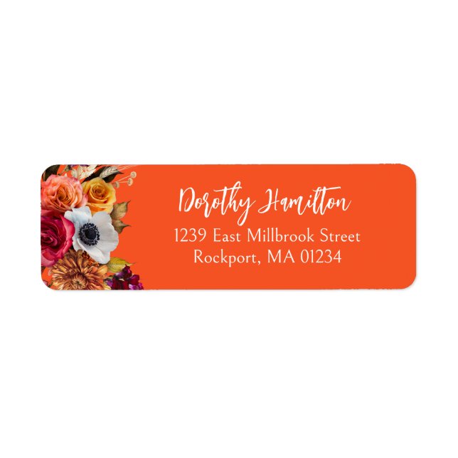 Burgundy Fall Flowers Elegant Script (Front)