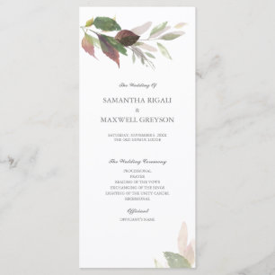 Burgundy Fall Foliage Wedding Program Programme