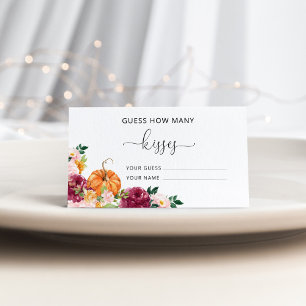 Burgundy fall guess how many kisses bridal game enclosure card