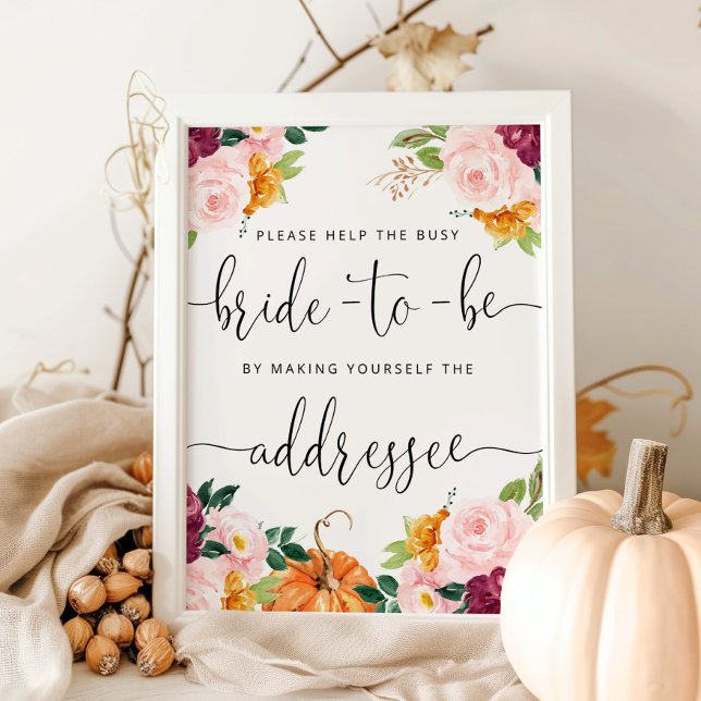 Burgundy fall help the busy bride Address Poster (Creator Uploaded)