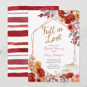 Burgundy Fall in Love Bridal Shower Invitation