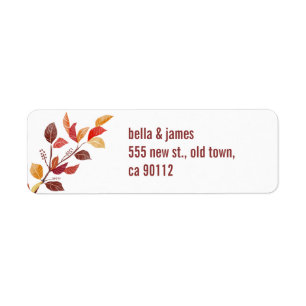 Burgundy Fall Leafs Return Address Labels