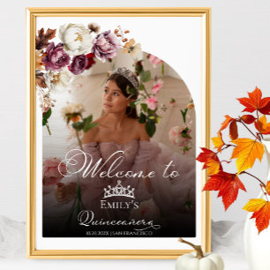 Burgundy Fall Quinceanera Photo Welcome Sign