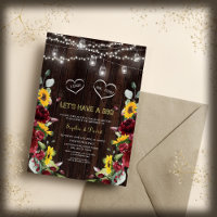 Burgundy Fall Sunflowers Wood Barn I DO BBQ