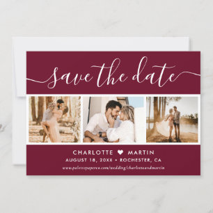 Burgundy Fall Wedding 4 Photo Save The Date