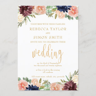 Burgundy Fall Wedding Invitation
