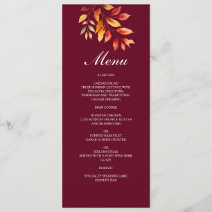 Burgundy Fall Wedding Menu