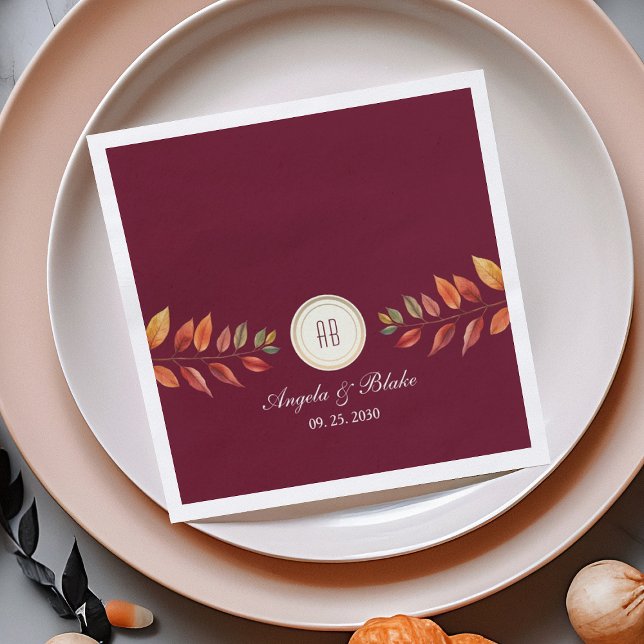Burgundy Fall Wedding Napkin (Creator Uploaded)