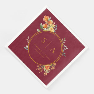Burgundy Fall Wedding Napkins