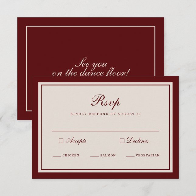 Burgundy Fall Wedding RSVP Card (Front/Back)