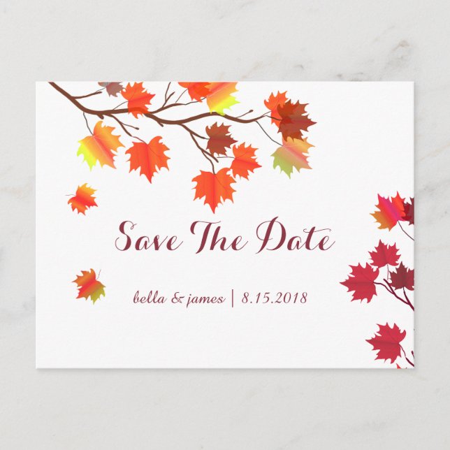 Burgundy Fall Wedding Save The Date Cards (Front)