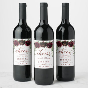 Burgundy Fall Wedding Wine Labels Favors
