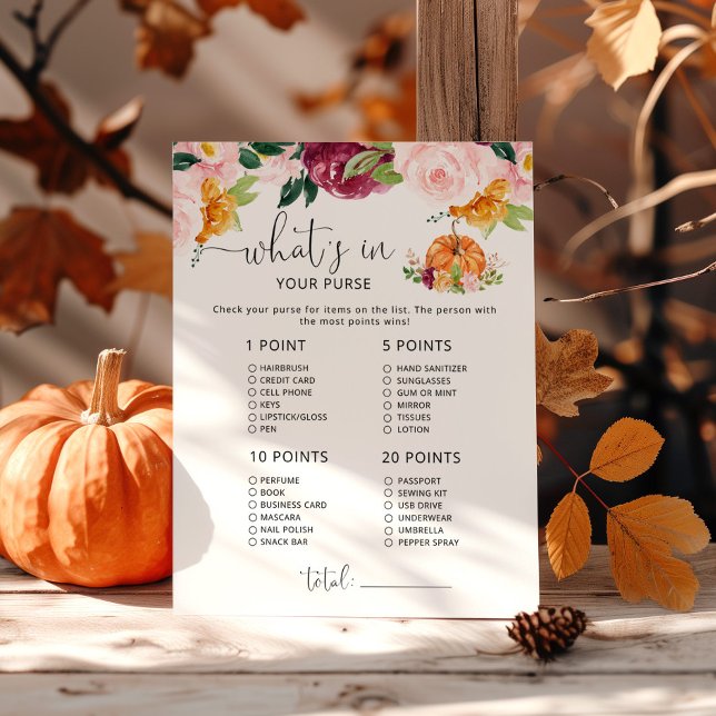 Burgundy fall whats in your purse baby shower game (Creator Uploaded)
