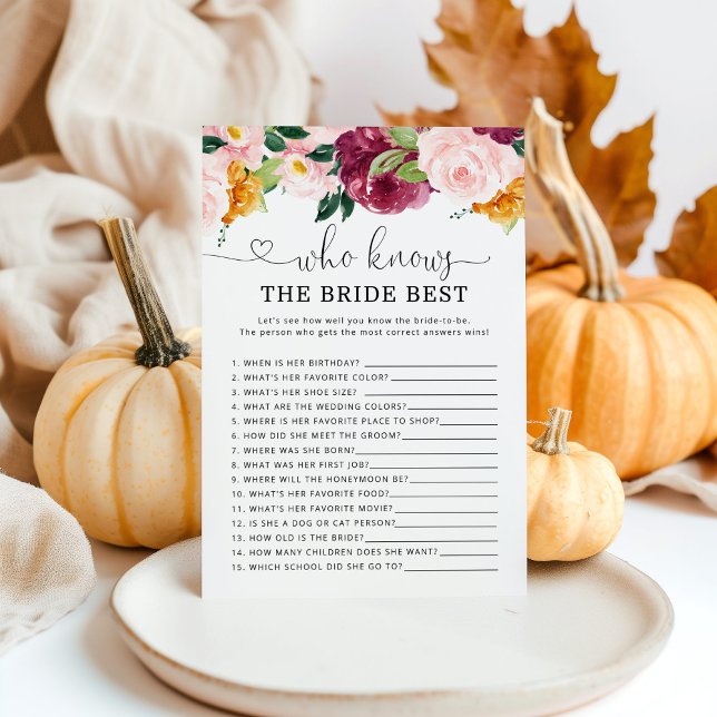 Burgundy fall Who knows the bride best game (Creator Uploaded)