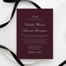 Burgundy Fall Winter Elegant Wedding Invitation