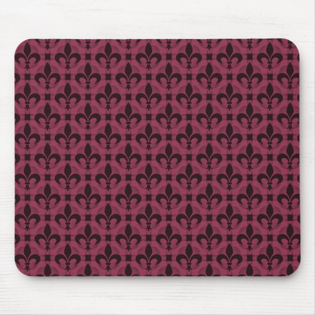 Burgundy Fancy Fleur de lis Mousepad (Front)
