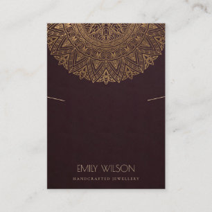 BURGUNDY FAUX GOLD ORNATE MANDALA NECKLACE DISPLAY BUSINESS CARD