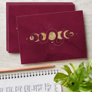 Burgundy & Faux Gold Tarot Celestial Wedding Envelope