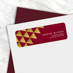 Burgundy Faux Gold Triangle Modern Address