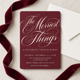 Burgundy Favourite Things Christmas Gift Exchange Invitation