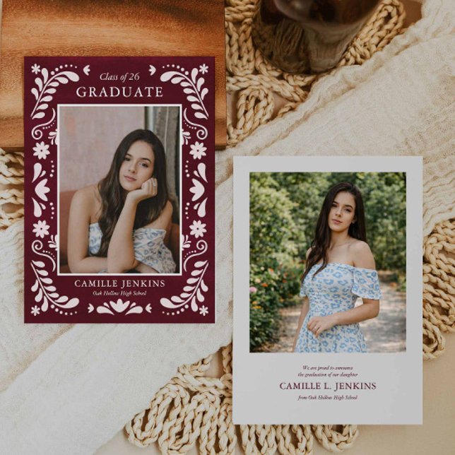 Burgundy Fiesta Photo Grad Announcement 2026 (Burgundy Fiesta Photo Graduation Announcement)
