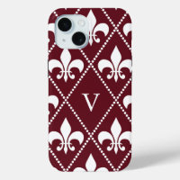 Burgundy Fleur de Lis w/ monogram