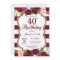 Burgundy Floral 40th Birthday Party Invitation
