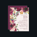 Burgundy Floral 80th Birthday Grandmother<br><div class="desc">Beautiful and elegant purple, burgundy, and blush pink watercolor floral, botanical 80th birthday party budget invitation for a "mother, grandmother, and friend". This birthday party invitation goes in my Burgundy and Blush Pink Floral Birthday Party Collection. Contact me for assistance with your customisations or to request additional matching or coordinating...</div>