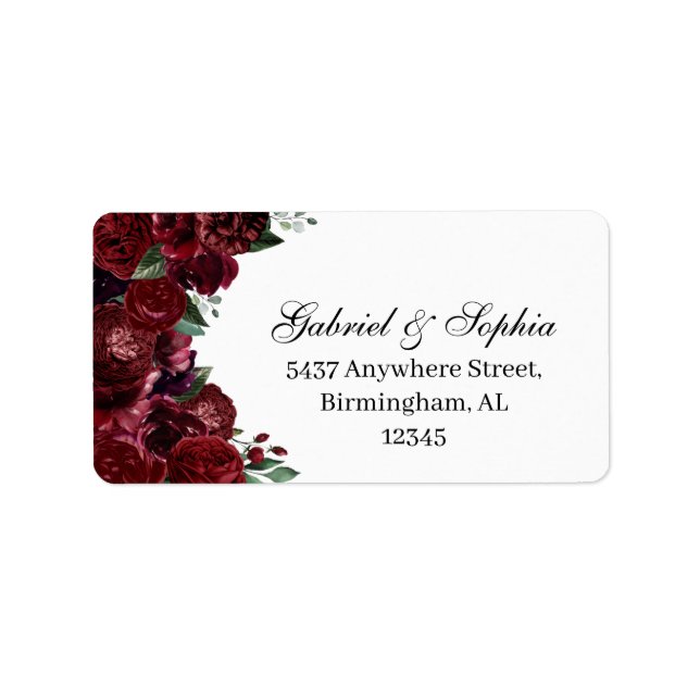 Burgundy Floral Address Label (Front)