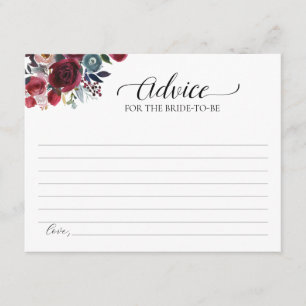 Burgundy Floral Advice For The Bride-To-Be Card