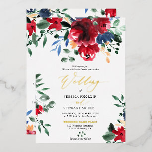 Burgundy floral all in one calligraphy wedding