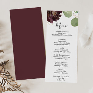 Burgundy Floral and Greenery Dinner Menu Card