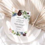 Burgundy Floral and Greenery wedding Invitation<br><div class="desc">This burgundy floral and greenery wedding invitation is perfect for a destination wedding.  The elegant boho design features watercolor navy,  blush pink and wine shade flowers with artistic penciled details.</div>