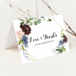 Burgundy Floral and Greenery Wedding Thank You