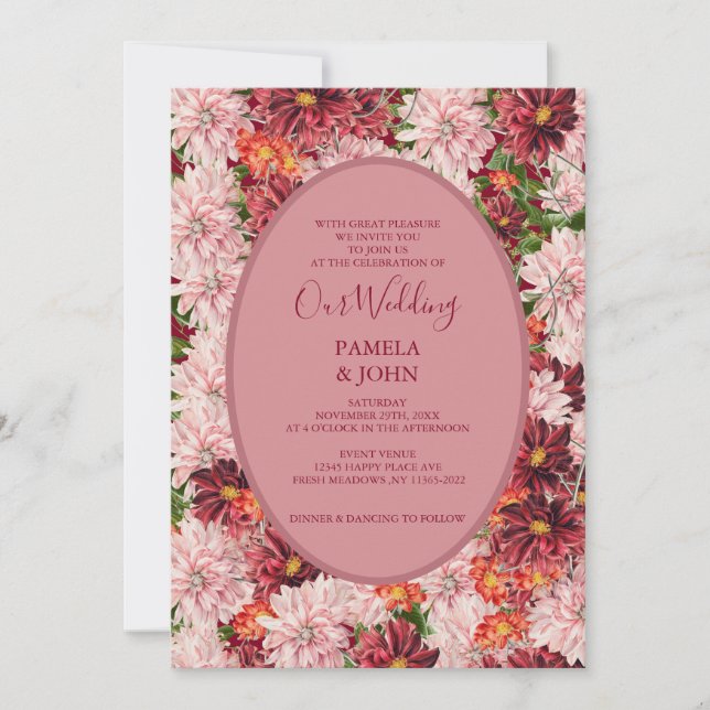 Burgundy Floral Anniversary | Birthday | Wedding   Invitation (Front)