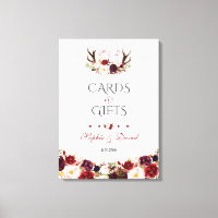 Burgundy Floral Antlers Cards & Gifts Wedding