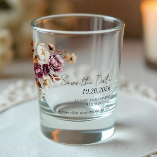 Burgundy Floral Arch Fall Wedding Shot Glass
