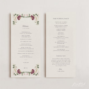 Burgundy Floral Art Nouveau Wedding Programme