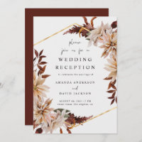Burgundy Floral Autumn Fall Wedding Reception Gold